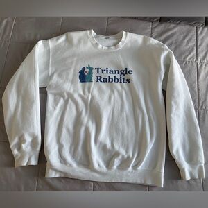 Triangle Rabbits Crewneck Sweatshirt Pullover Jumper Medium White STAINING